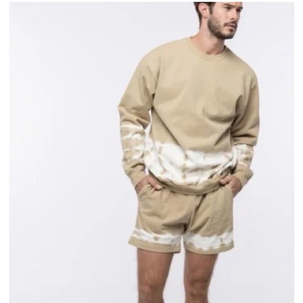 Talentless Tie Dye Border Wash Crewneck Sweatshirt Sand Beige Small‎ Streetwear